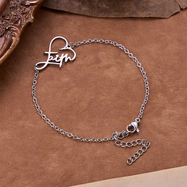 Christianartworkshop Open‑Cut Heart Faith Script Pendant Necklace: Emblem of Enduring Heavenly Hope - Silver - image 0