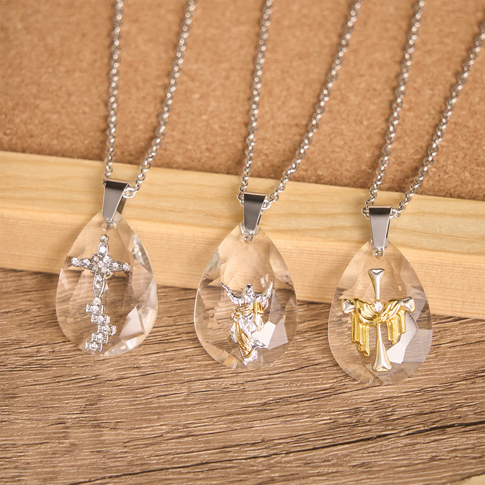 Christianartworkshop Multi-Style Sacred Motif Teardrop Crystal Chain Necklace: Icon of Diversified Devotional Comfort - image 0
