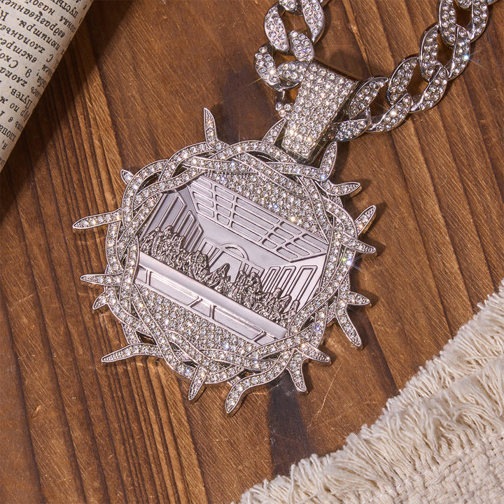 Christianartworkshop Iced Out Crown Of Thorns Last Supper Pendant Cuban Chain: Emblem of Glorious Heavenly Testament - image 4