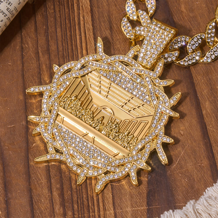 Christianartworkshop Iced Out Crown Of Thorns Last Supper Pendant Cuban Chain: Emblem of Glorious Heavenly Testament - image 2