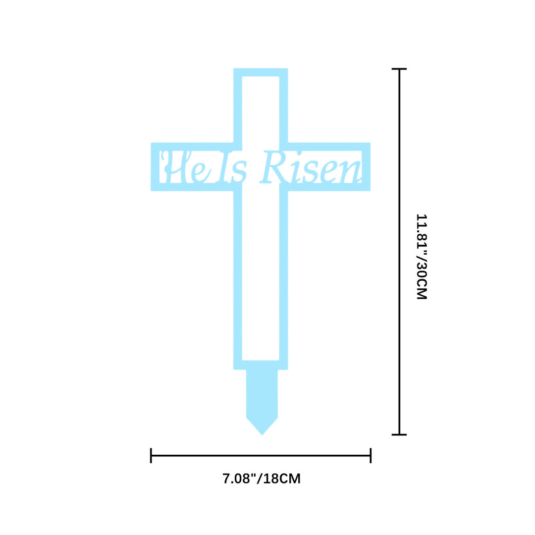 Christianartworkshop Laser Cut Metal Cross Garden Stake With Hollow Heart: Emblem of Eternal Heavenly Remembrance - Blue - 7.08"*11.81"*0.04'' / 18*30*0.1cm - image 9