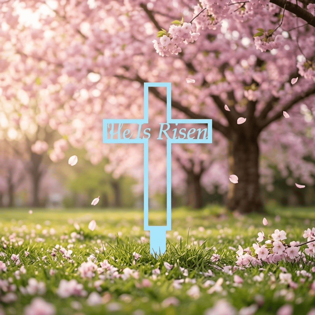 Christianartworkshop Laser Cut Metal Cross Garden Stake With Hollow Heart: Emblem of Eternal Heavenly Remembrance - image 3