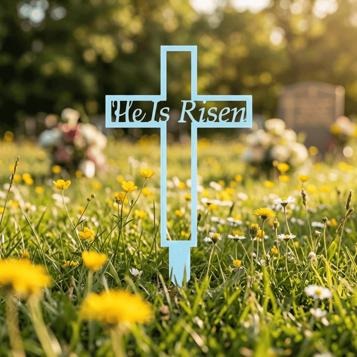 Christianartworkshop Laser Cut Metal Cross Garden Stake With Hollow Heart: Emblem of Eternal Heavenly Remembrance - image 2