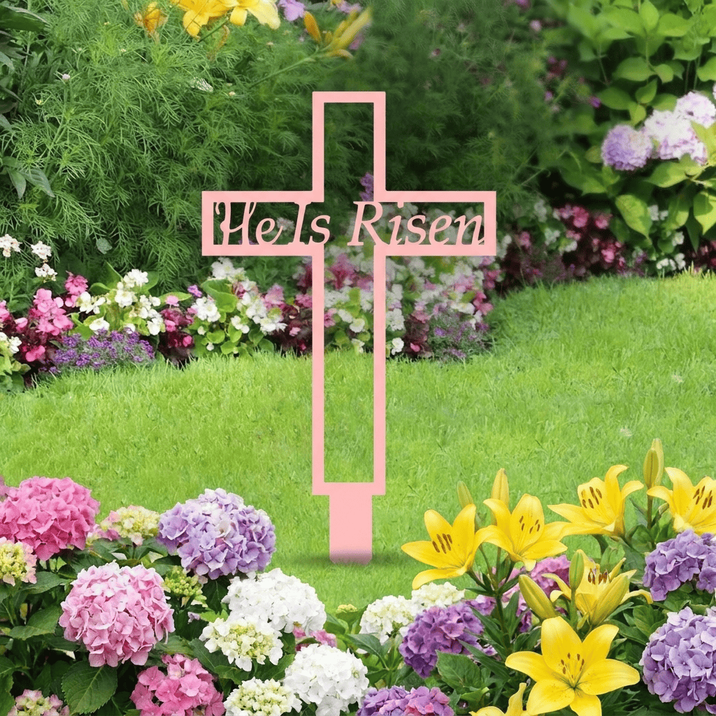 Christianartworkshop Laser Cut Metal Cross Garden Stake With Hollow Heart: Emblem of Eternal Heavenly Remembrance - image 4