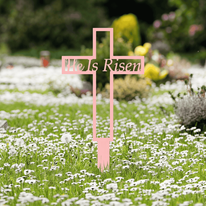 Christianartworkshop Laser Cut Metal Cross Garden Stake With Hollow Heart: Emblem of Eternal Heavenly Remembrance - image 5