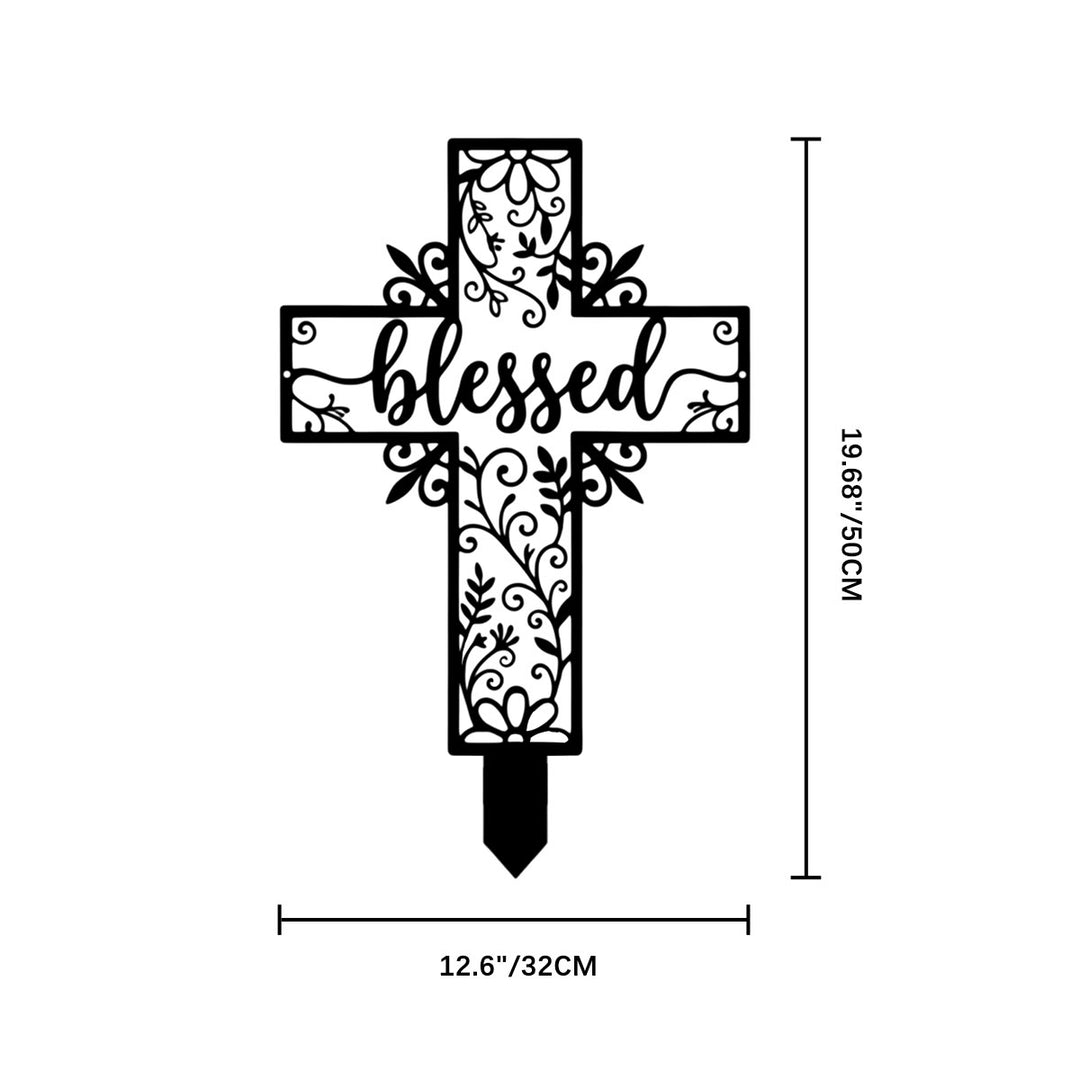 Christianartworkshop Blessed Lettering Hollow Cross Yard Metal Stake: Token of Abiding Divine Favor - 12.6"*19.68" *0.06''/ 32*50*0.15cm - image 10