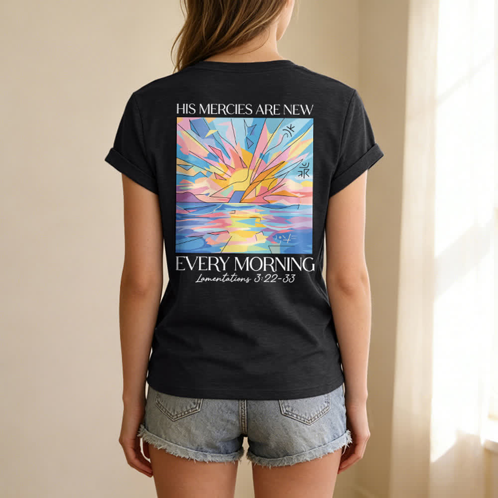 Christianartworkshop Grace Cross Rolled Sleeve Knot Hem Women's V Neck Tee - image 4