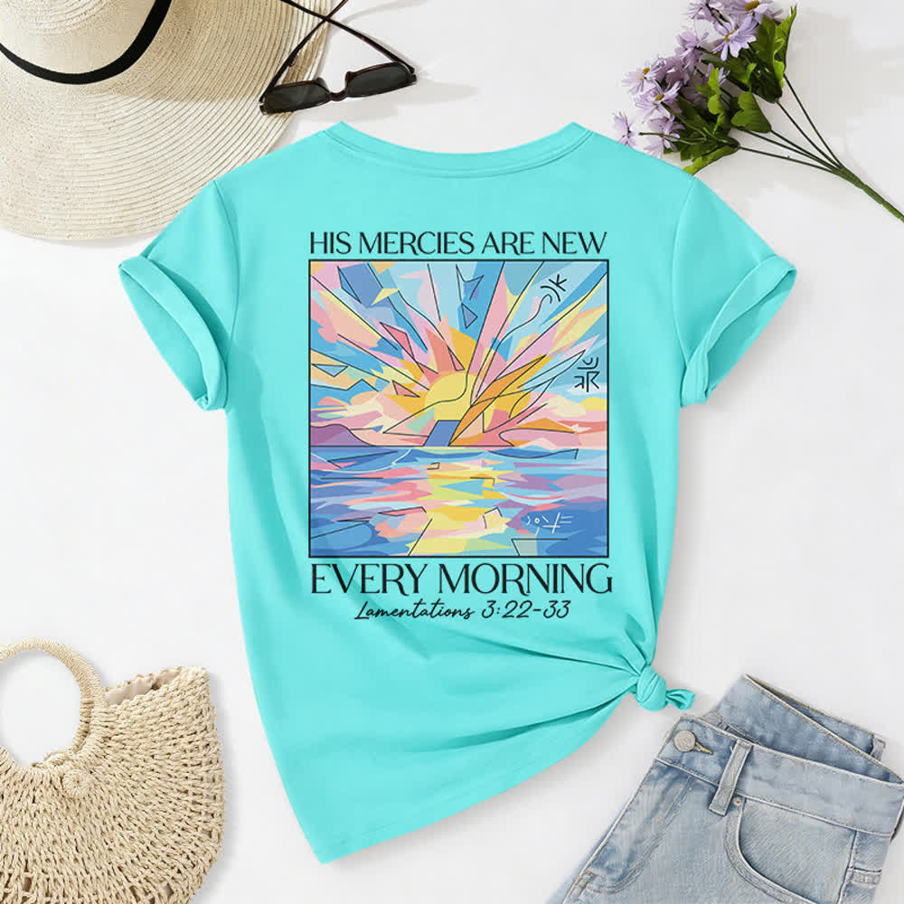 Christianartworkshop Grace Cross Rolled Sleeve Knot Hem Women's V Neck Tee - image 7
