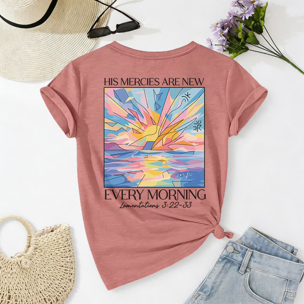 Christianartworkshop Grace Cross Rolled Sleeve Knot Hem Women's V Neck Tee - image 19
