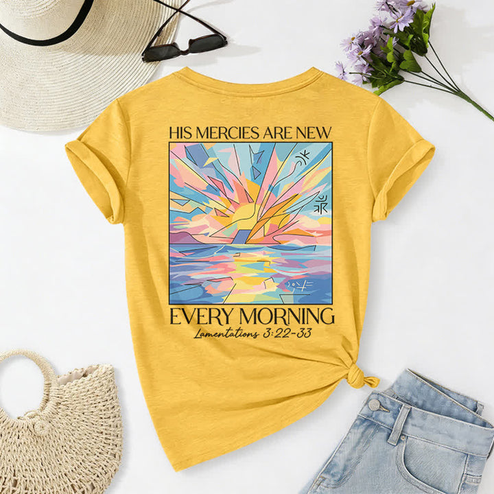 Christianartworkshop Grace Cross Rolled Sleeve Knot Hem Women's V Neck Tee - image 67