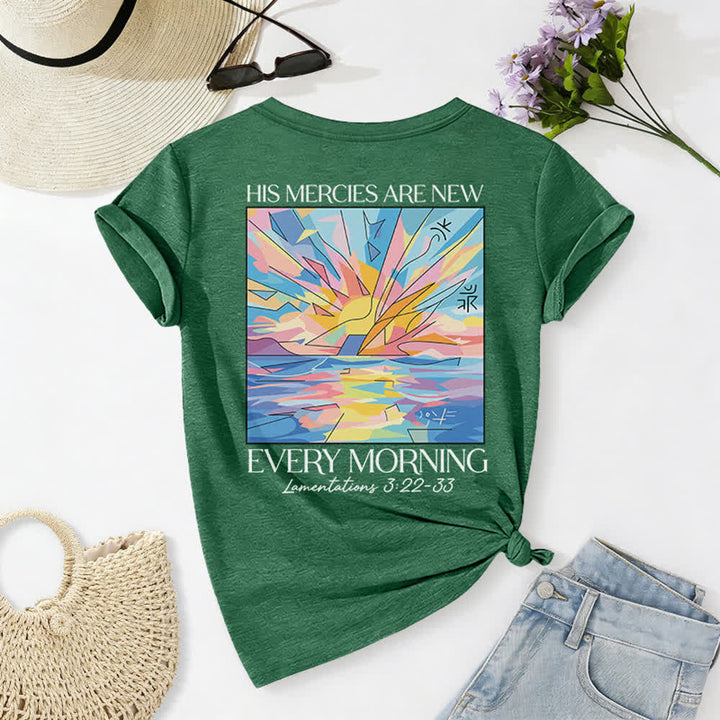 Christianartworkshop Grace Cross Rolled Sleeve Knot Hem Women's V Neck Tee - image 55