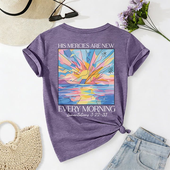 Christianartworkshop Grace Cross Rolled Sleeve Knot Hem Women's V Neck Tee - image 49