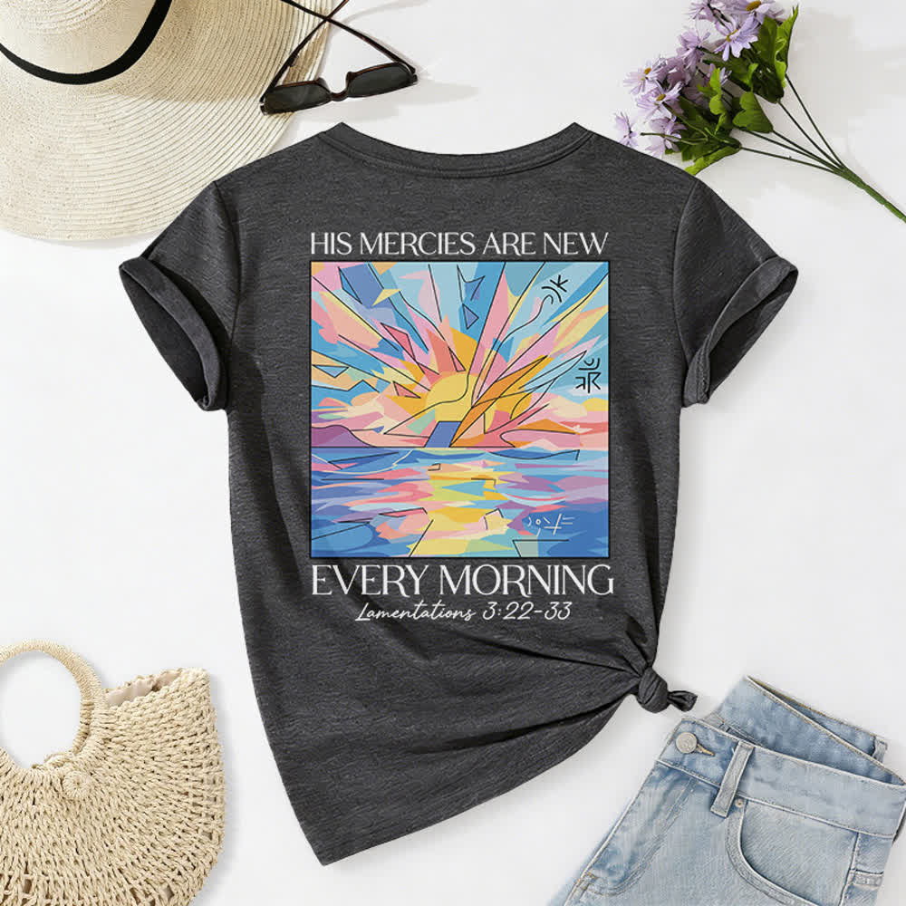 Christianartworkshop Grace Cross Rolled Sleeve Knot Hem Women's V Neck Tee - image 13