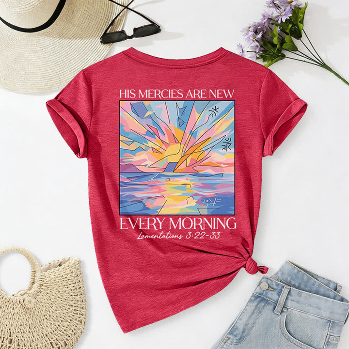 Christianartworkshop Grace Cross Rolled Sleeve Knot Hem Women's V Neck Tee - image 61