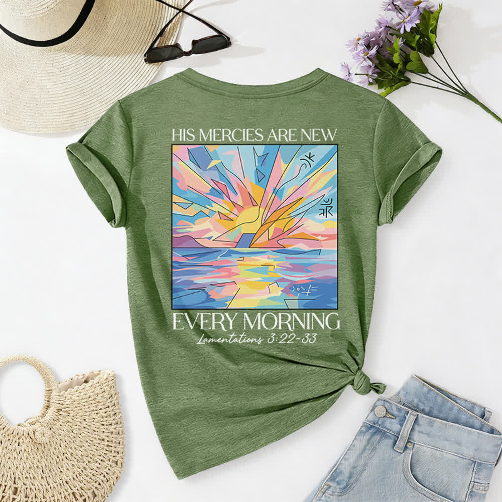 Christianartworkshop Grace Cross Rolled Sleeve Knot Hem Women's V Neck Tee - image 43