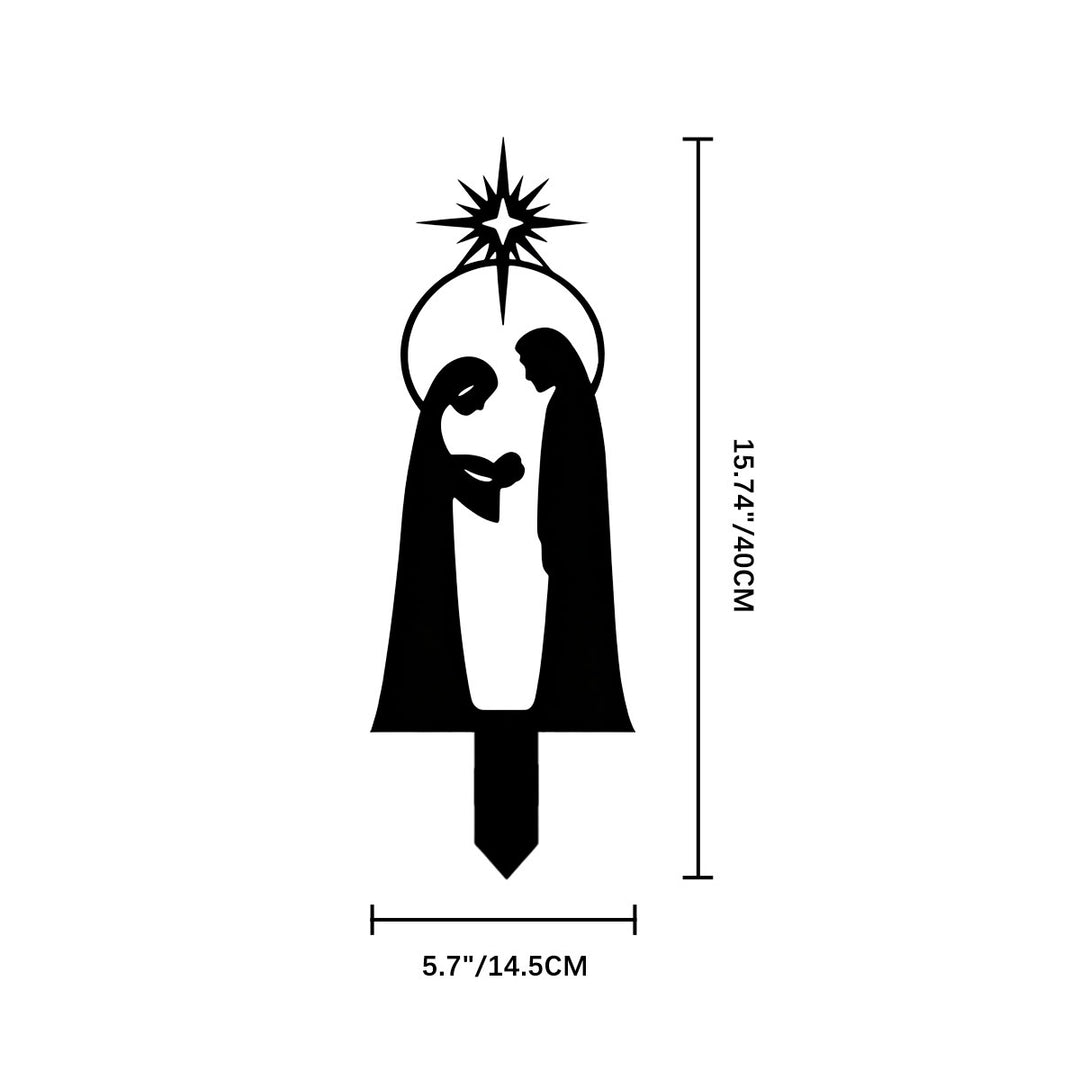 Christianartworkshop Anti-Rust Matte Metal Holy Family Garden Spike: Emblem of Long-Lasting Outdoor Sacred Warmth - 5.7"*15.74" *0.04''/ 14.5*40*0.1cm - image 3