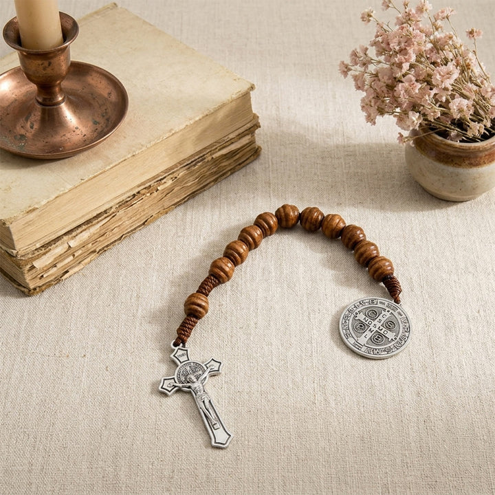 FREE Today:  Saint Benedict Guardian Medal Jesus Crucifix Car Rearview Mirror Pendant: Token of Peaceful Driving Blessing - image 3