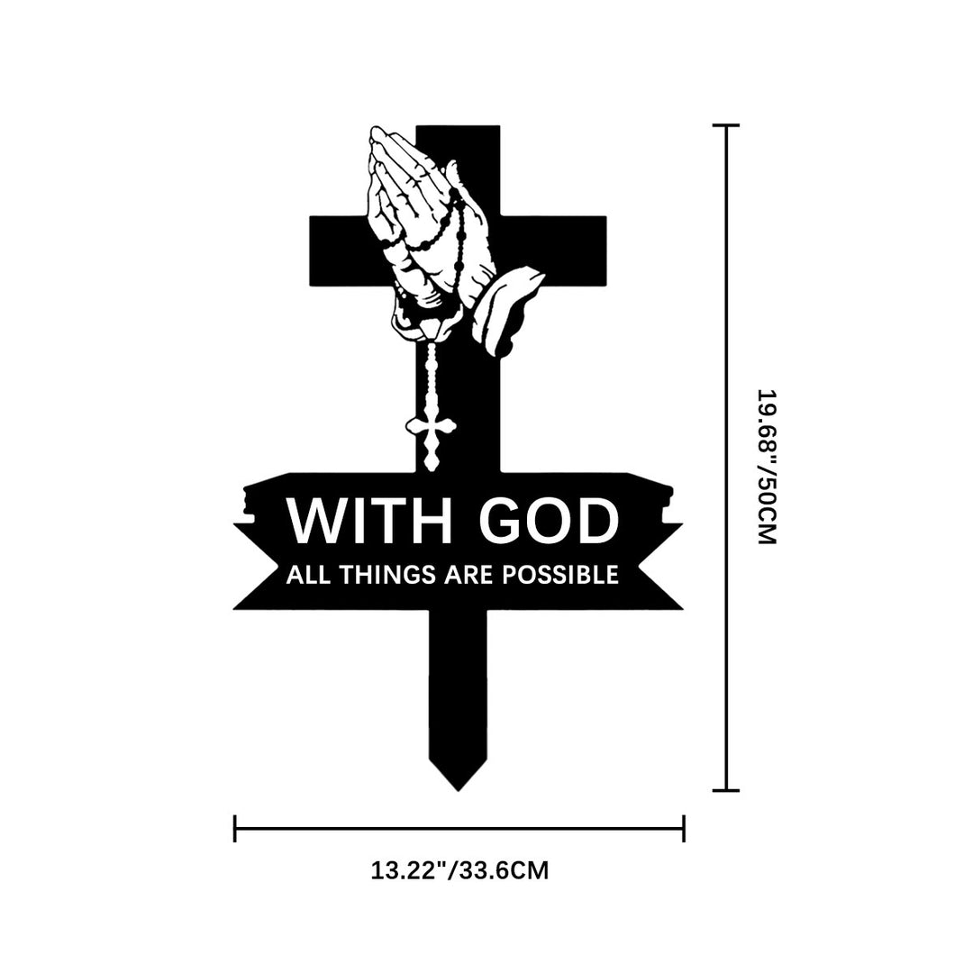 Christianartworkshop Cross Praying Hands Metal Lawn Stake With Inspirational Text: Emblem of Unshakable Sacred Conviction - 19.69''*13.23''*0.06''/50*33.6*0.15cm - image 8