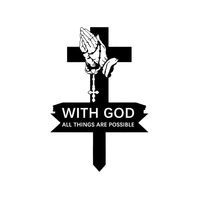 Christianartworkshop Cross Praying Hands Metal Lawn Stake With Inspirational Text: Emblem of Unshakable Sacred Conviction - image 6