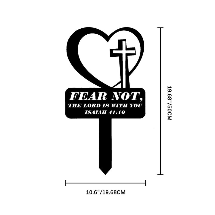 Christianartworkshop Laser Cut Heart Cross Metal Garden Stake With Scripture Verse: Emblem of Comforting Heavenly Courage - 19.69''*7.75''*0.06''/50*19.68*0.15cm - image 8