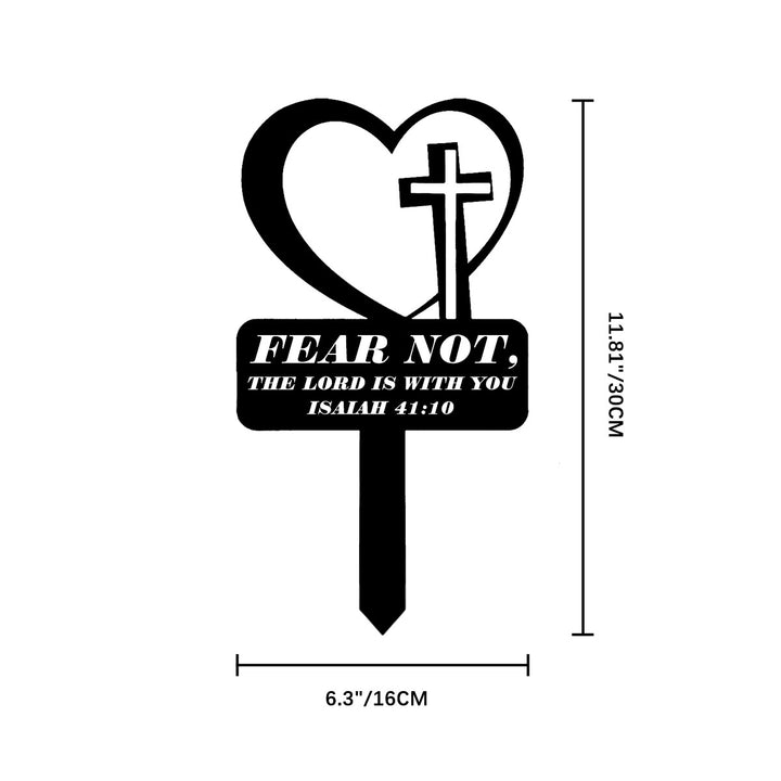 Christianartworkshop Laser Cut Heart Cross Metal Garden Stake With Scripture Verse: Emblem of Comforting Heavenly Courage - 11.81''*6.3''*0.04''/30*16*0.1cm - image 6