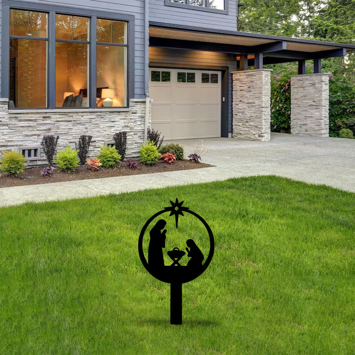 Christianartworkshop Round Silhouette Holy Family Yard Metal Stake: Token of Warm Sacred Nightly Grace for Yard - image 10