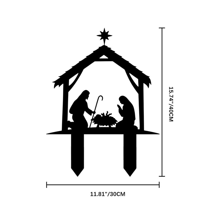 Christianartworkshop Hut Frame Holy Family Silhouette Yard Metal Stake: Token of Peaceful Sacred Night Devotional Warmth - 13.24''*11.81''*0.04''/40*30*0.1cm - image 7