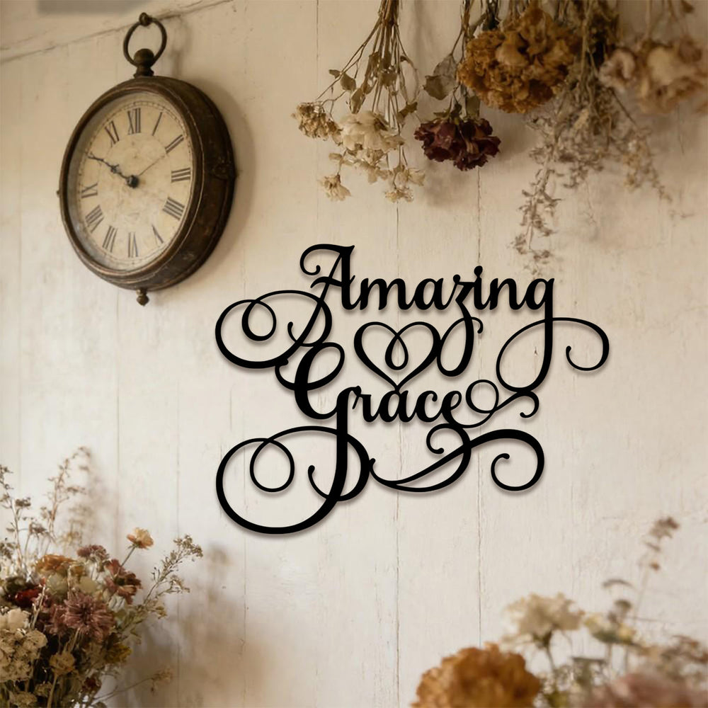 Christianartworkshop Ornate Flourish Amazing Grace Heart Metal Wall Decoration: Emblem of Warm Heavenly Redeeming Grace - image 1