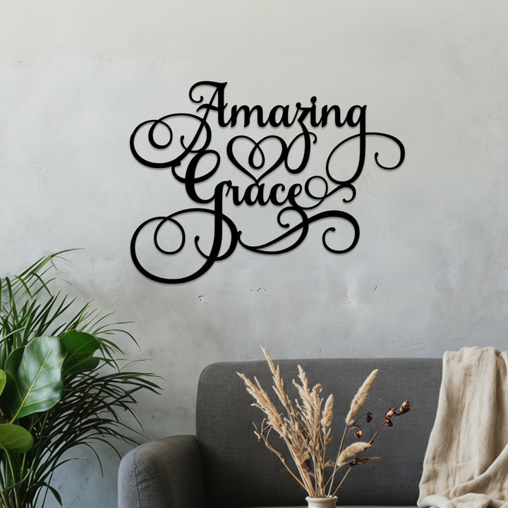 Christianartworkshop Ornate Flourish Amazing Grace Heart Metal Wall Decoration: Emblem of Warm Heavenly Redeeming Grace - image 3