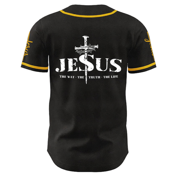 Christianartworkshop Jesus Cross Nail and Crown of Thorns Baseball Jersey - image 3