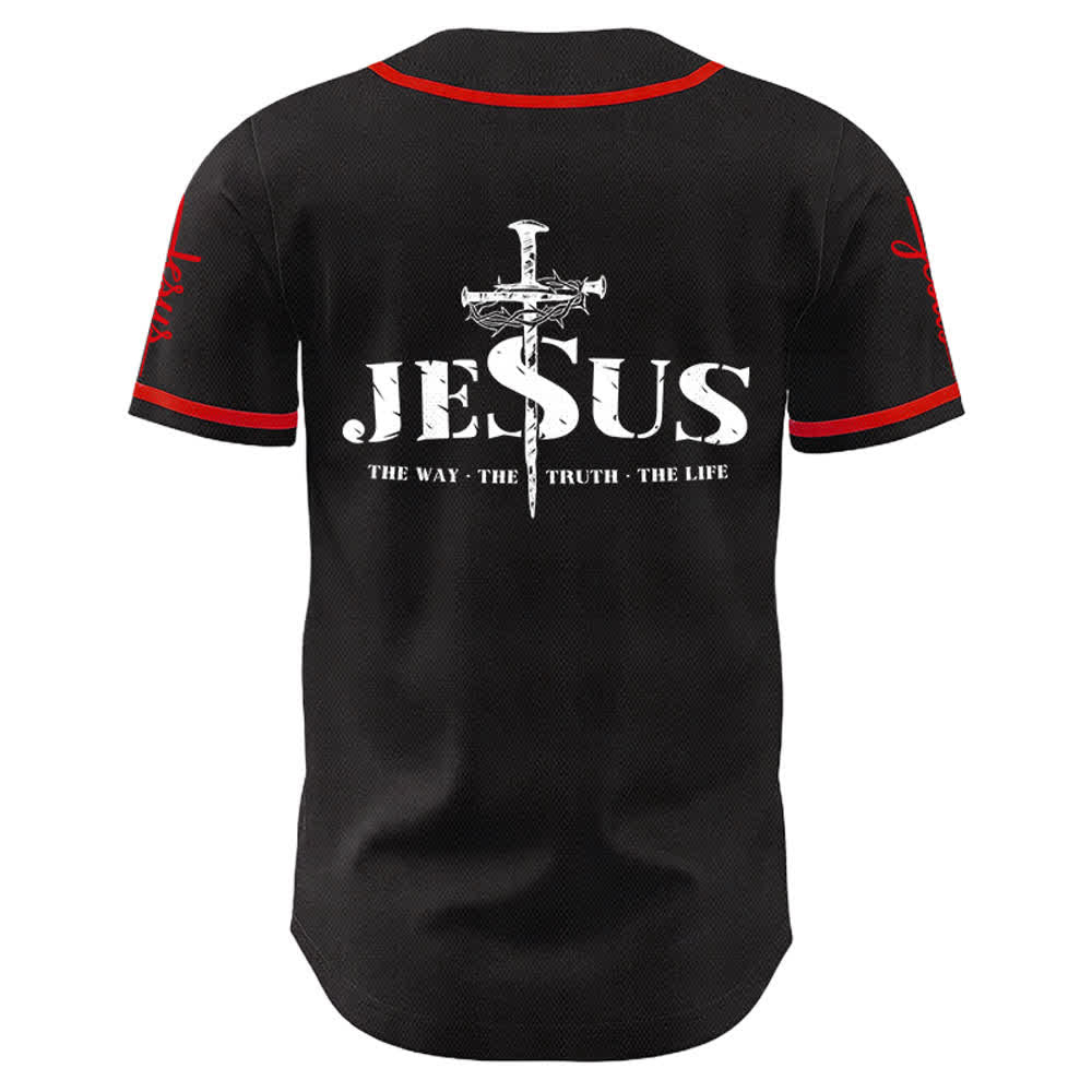 Christianartworkshop Jesus Cross Nail and Crown of Thorns Baseball Jersey - image 9