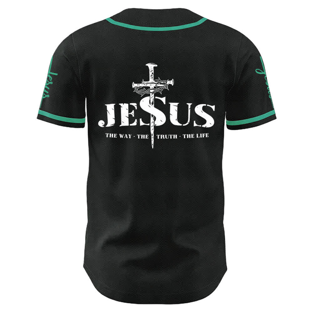 Christianartworkshop Jesus Cross Nail and Crown of Thorns Baseball Jersey - image 19