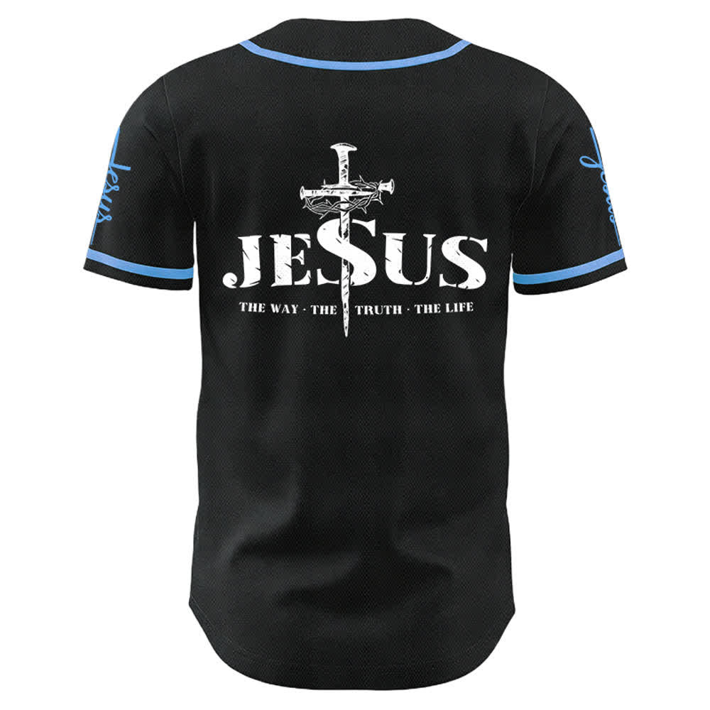 Christianartworkshop Jesus Cross Nail and Crown of Thorns Baseball Jersey - image 18