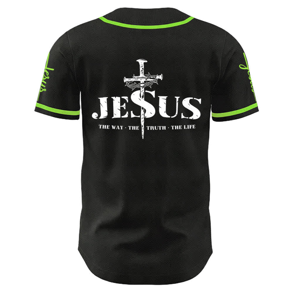 Christianartworkshop Jesus Cross Nail and Crown of Thorns Baseball Jersey - image 24