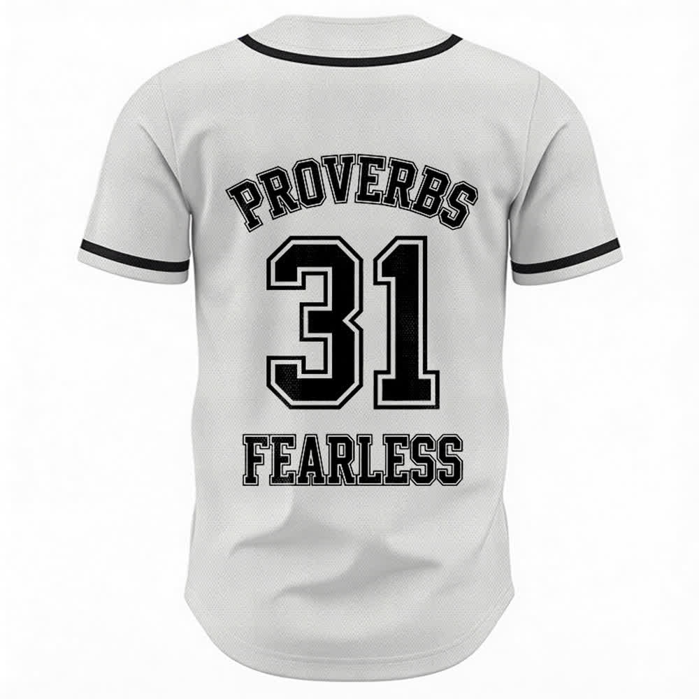 Christianartworkshop Proverbs 31 Fearless Faith Graphic Unisex Baseball Jersey - image 8