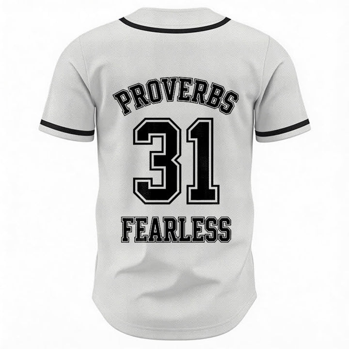 Christianartworkshop Proverbs 31 Fearless Faith Graphic Unisex Baseball Jersey - image 8