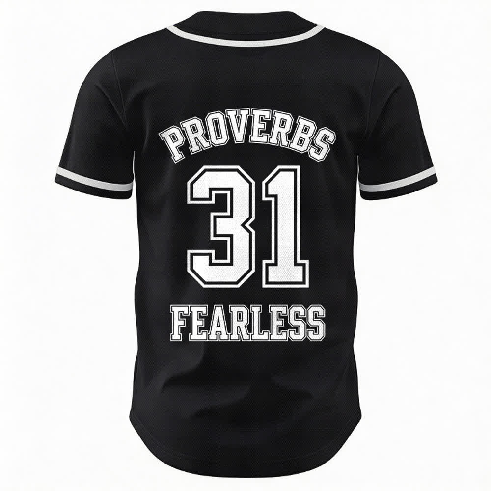 Christianartworkshop Proverbs 31 Fearless Faith Graphic Unisex Baseball Jersey - image 1
