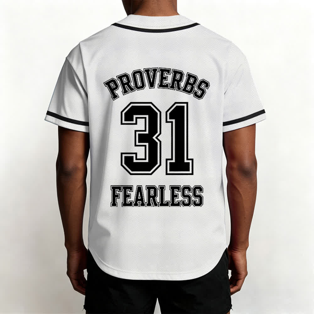 Christianartworkshop Proverbs 31 Fearless Faith Graphic Unisex Baseball Jersey - image 10