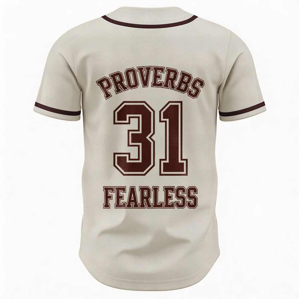 Christianartworkshop Proverbs 31 Fearless Faith Graphic Unisex Baseball Jersey - image 22