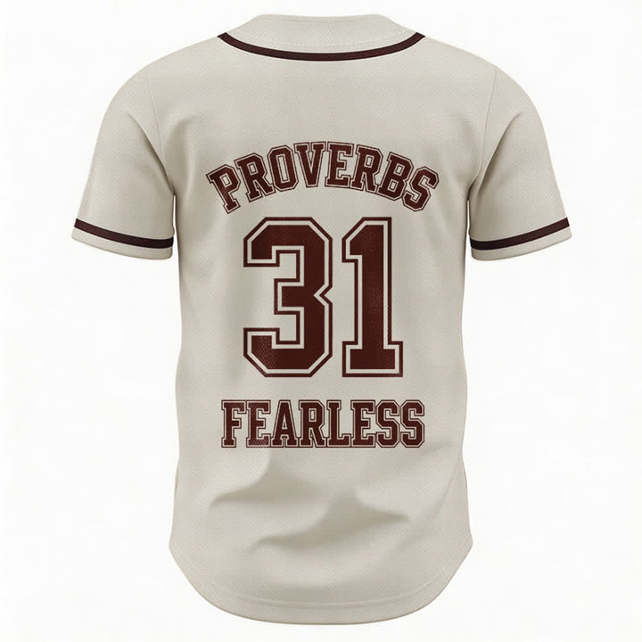 Christianartworkshop Proverbs 31 Fearless Faith Graphic Unisex Baseball Jersey - image 22