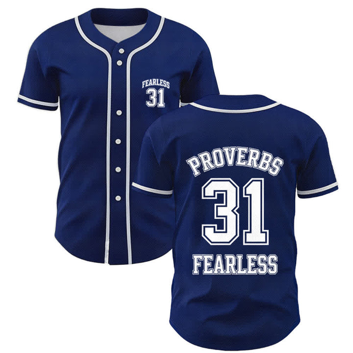 Christianartworkshop Proverbs 31 Fearless Faith Graphic Unisex Baseball Jersey - Navy Blue - 5XL - image 14