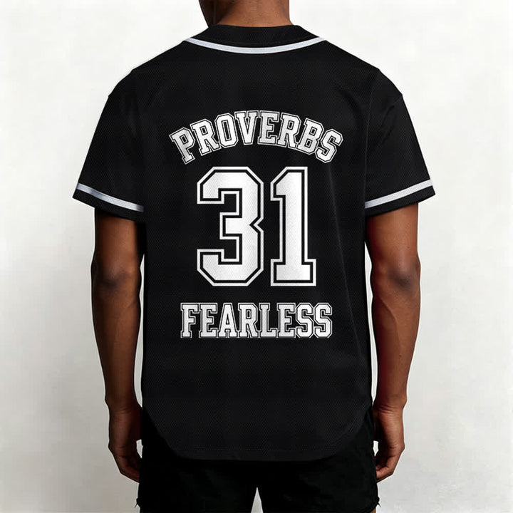 Christianartworkshop Proverbs 31 Fearless Faith Graphic Unisex Baseball Jersey - image 3