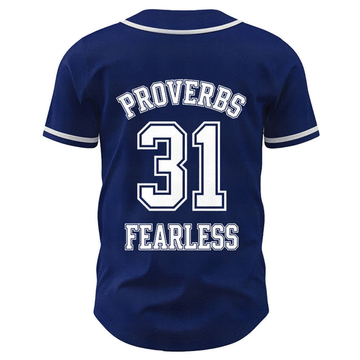 Christianartworkshop Proverbs 31 Fearless Faith Graphic Unisex Baseball Jersey - image 15