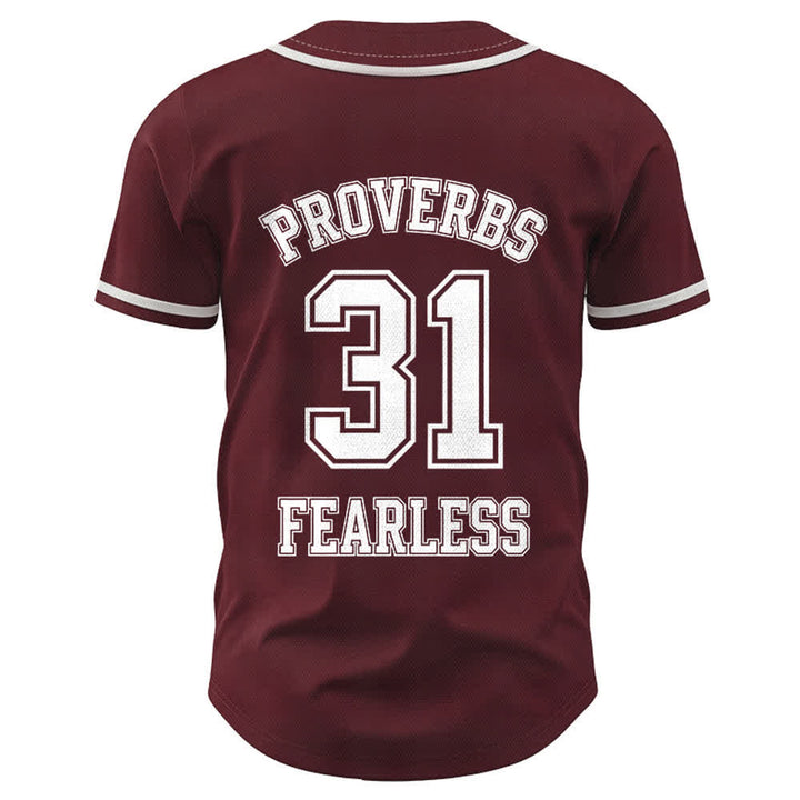 Christianartworkshop Proverbs 31 Fearless Faith Graphic Unisex Baseball Jersey - image 29