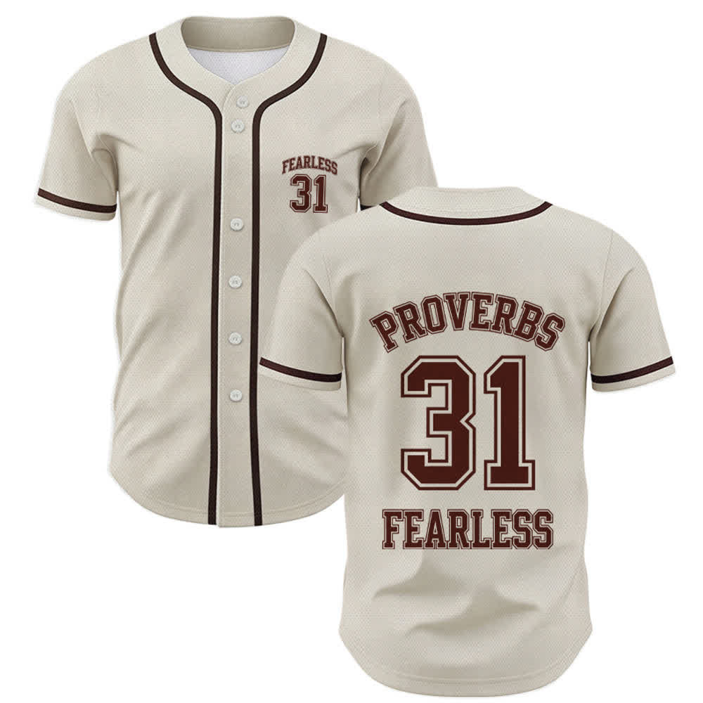 Christianartworkshop Proverbs 31 Fearless Faith Graphic Unisex Baseball Jersey - Apricot - 5XL - image 21