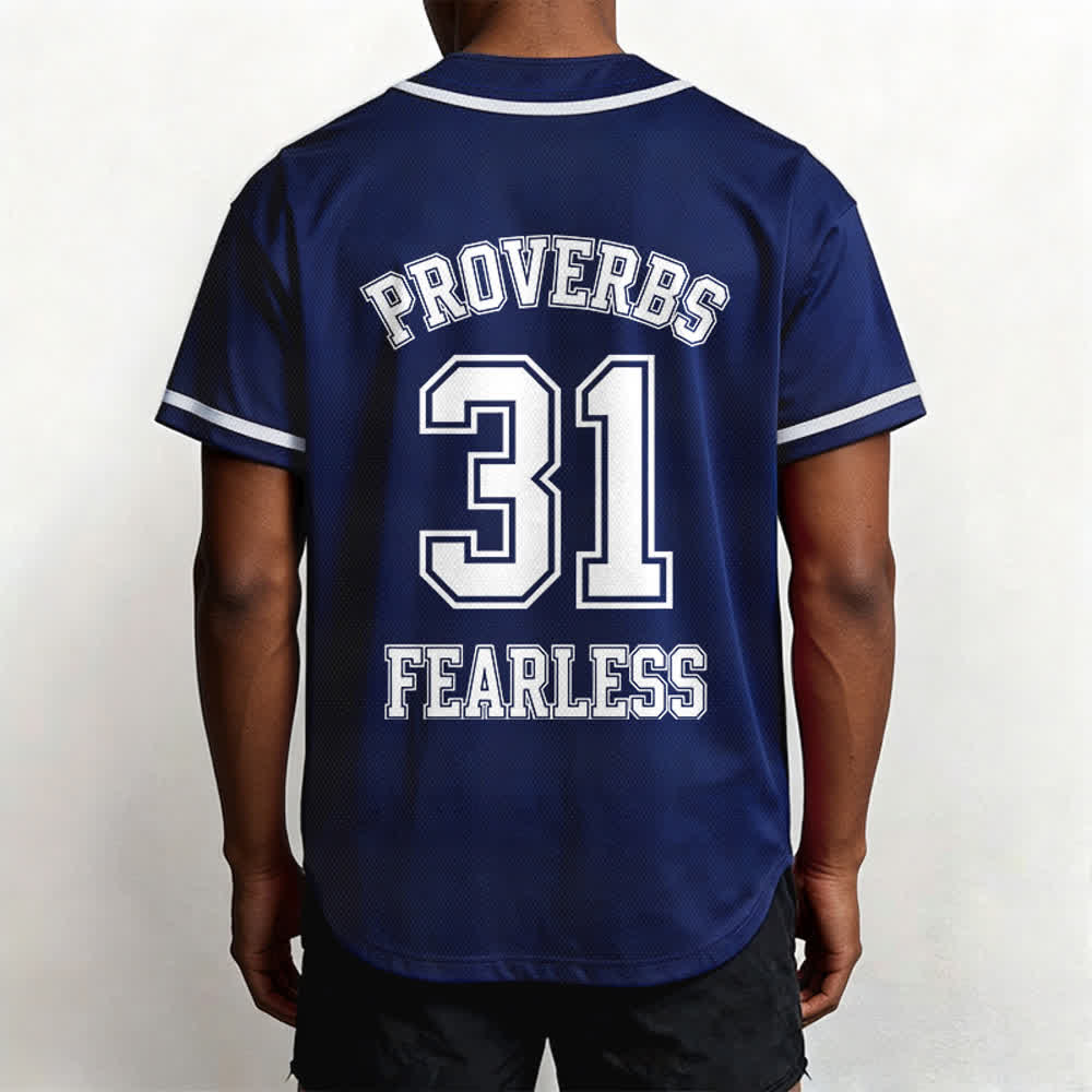 Christianartworkshop Proverbs 31 Fearless Faith Graphic Unisex Baseball Jersey - image 17