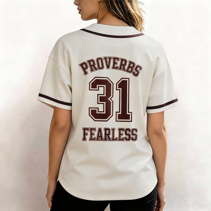 Christianartworkshop Proverbs 31 Fearless Faith Graphic Unisex Baseball Jersey - image 26