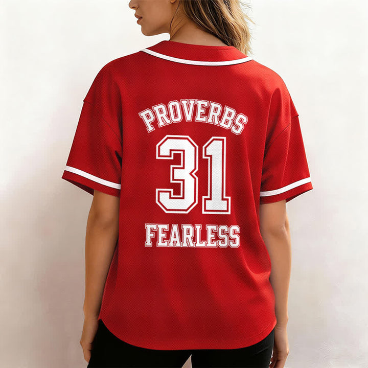 Christianartworkshop Proverbs 31 Fearless Faith Graphic Unisex Baseball Jersey - image 54