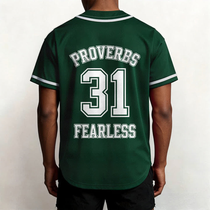 Christianartworkshop Proverbs 31 Fearless Faith Graphic Unisex Baseball Jersey - image 45