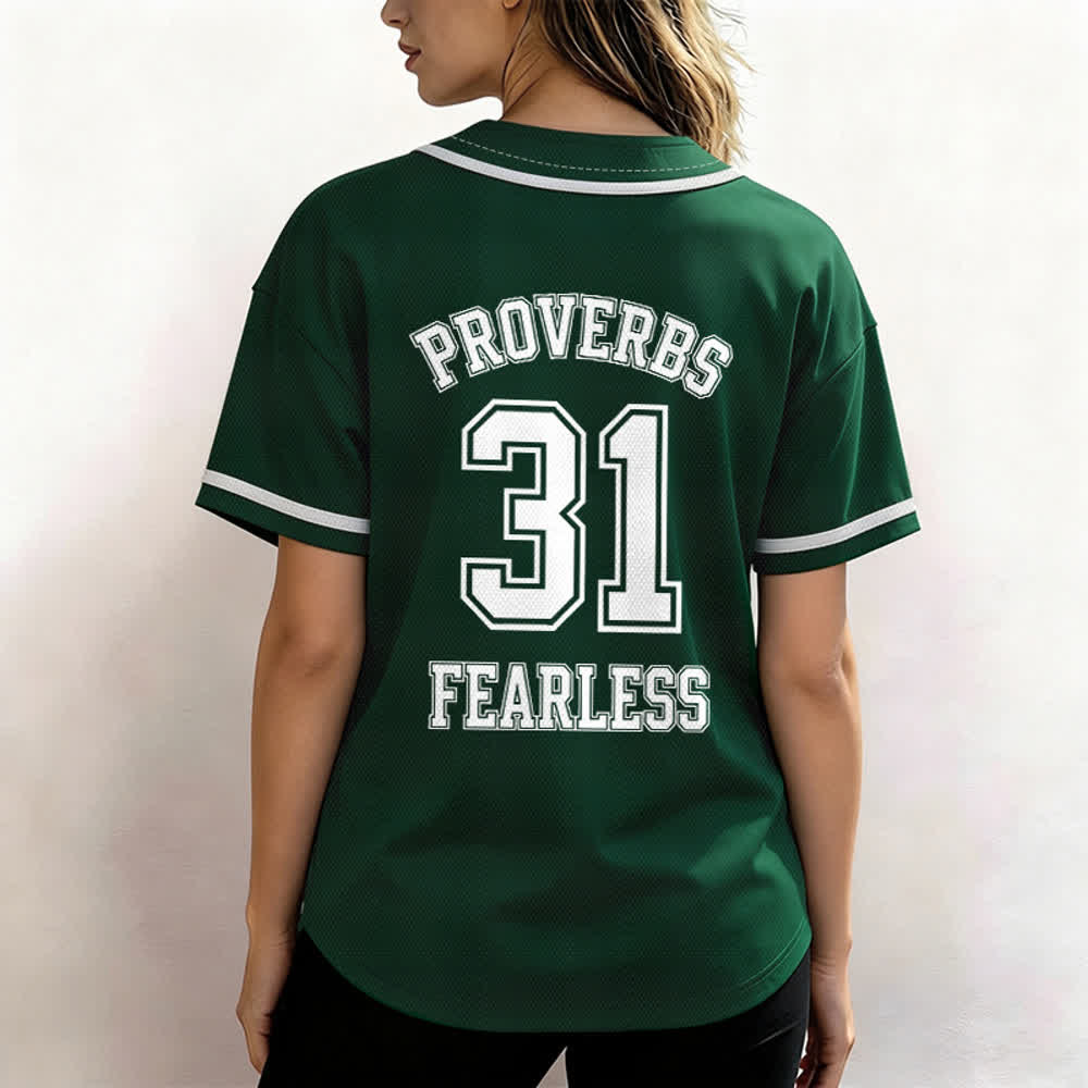 Christianartworkshop Proverbs 31 Fearless Faith Graphic Unisex Baseball Jersey - image 47